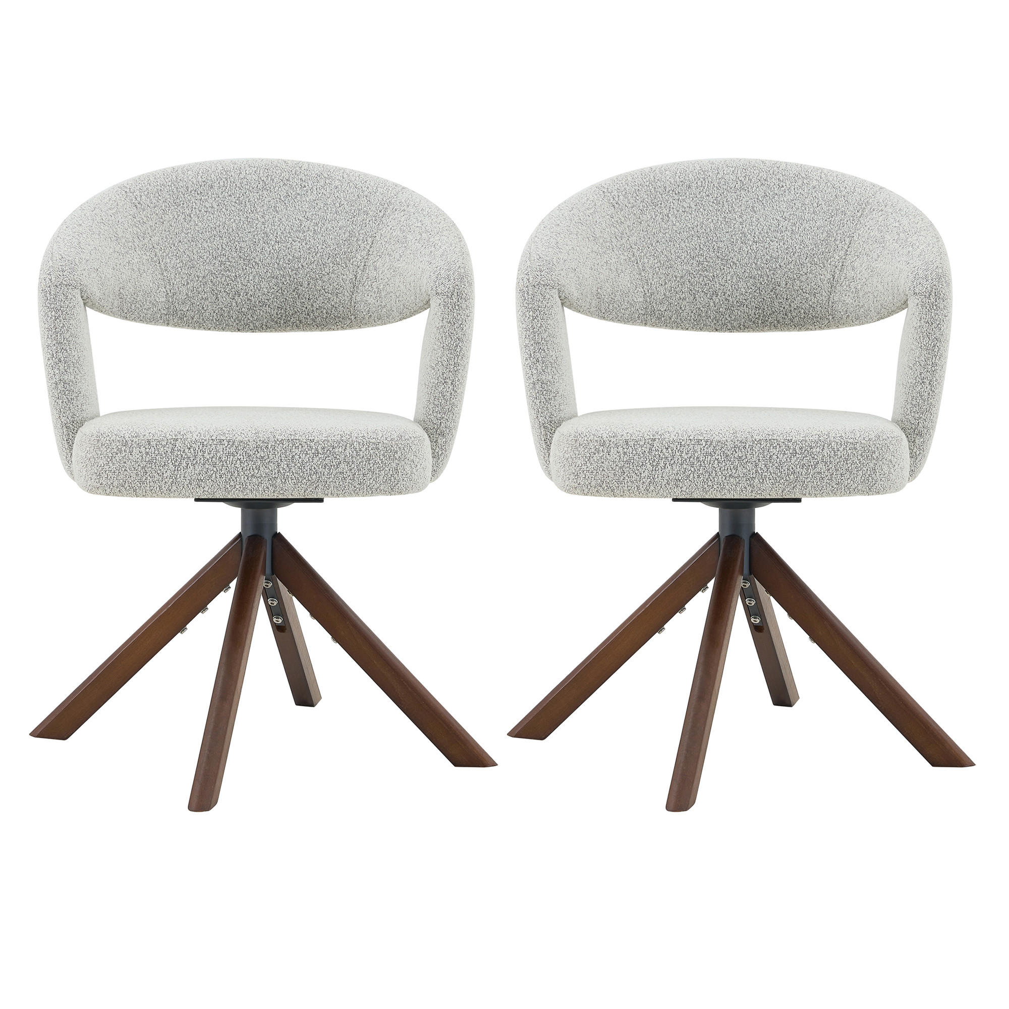 ESSZIMMERSTÜHLE 2er-Set Drehbar Cord Massivholz Retro-Stil - Hellgrau, Textil (47/81.5/47.5cm) - Urban Meuble
