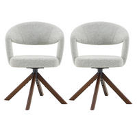 ESSZIMMERSTÜHLE 2er-Set Drehbar Cord Massivholz Retro-Stil - Hellgrau, Textil (47/81.5/47.5cm) - Urban Meuble