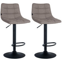 BARHOCKER 2er Set James Stoff schwarz grau - Schwarz/Grau, Textil/Metall (43/108.5/46.5cm) - TPFLiving