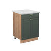 KÜCHENUNTERSCHRANK Fame-Line Grün-Gold Landhaus 60 cm mit Schublade AP Marmor - Honigeiche/Eiche Wotan, Holzwerkstoff (60/82/60cm) - Vicco