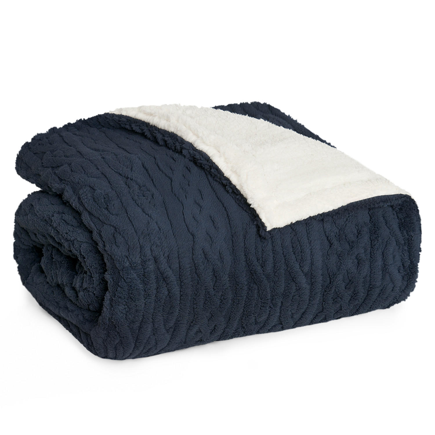 KUSCHELDECKE 150/200 cm, Dunkelblau & Beige - Dunkelblau/Sonoma Eiche, Textil (150/200cm) - Blumtal