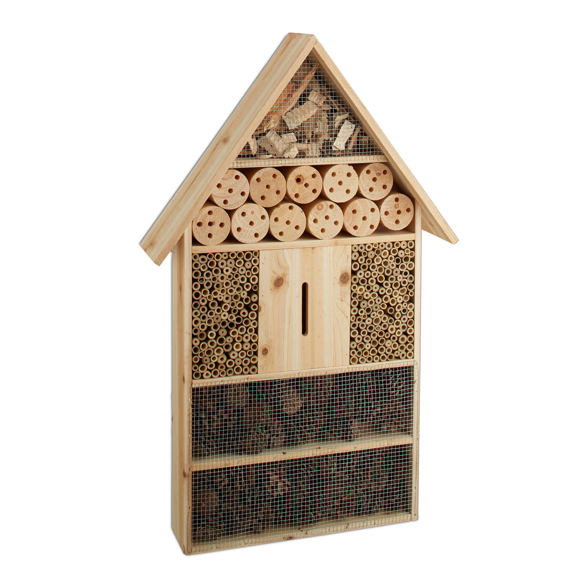 INSEKTENHOTEL - Hellbraun, Holz/Metall (49/79/12cm) - Relaxdays