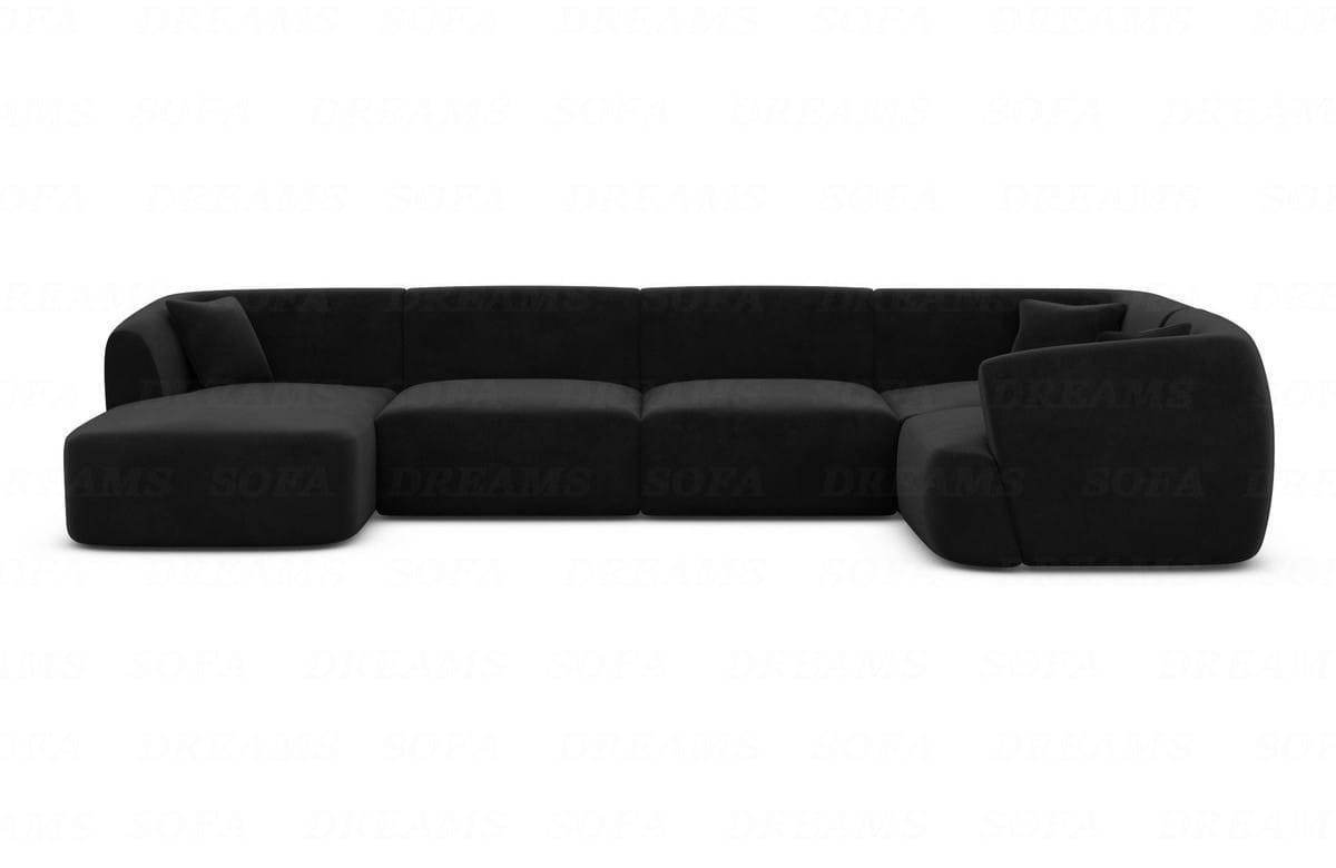 WOHNLANDSCHAFT Azura Schwarz Samtstoff - Schwarz, Kunststoff (325/78/177cm)