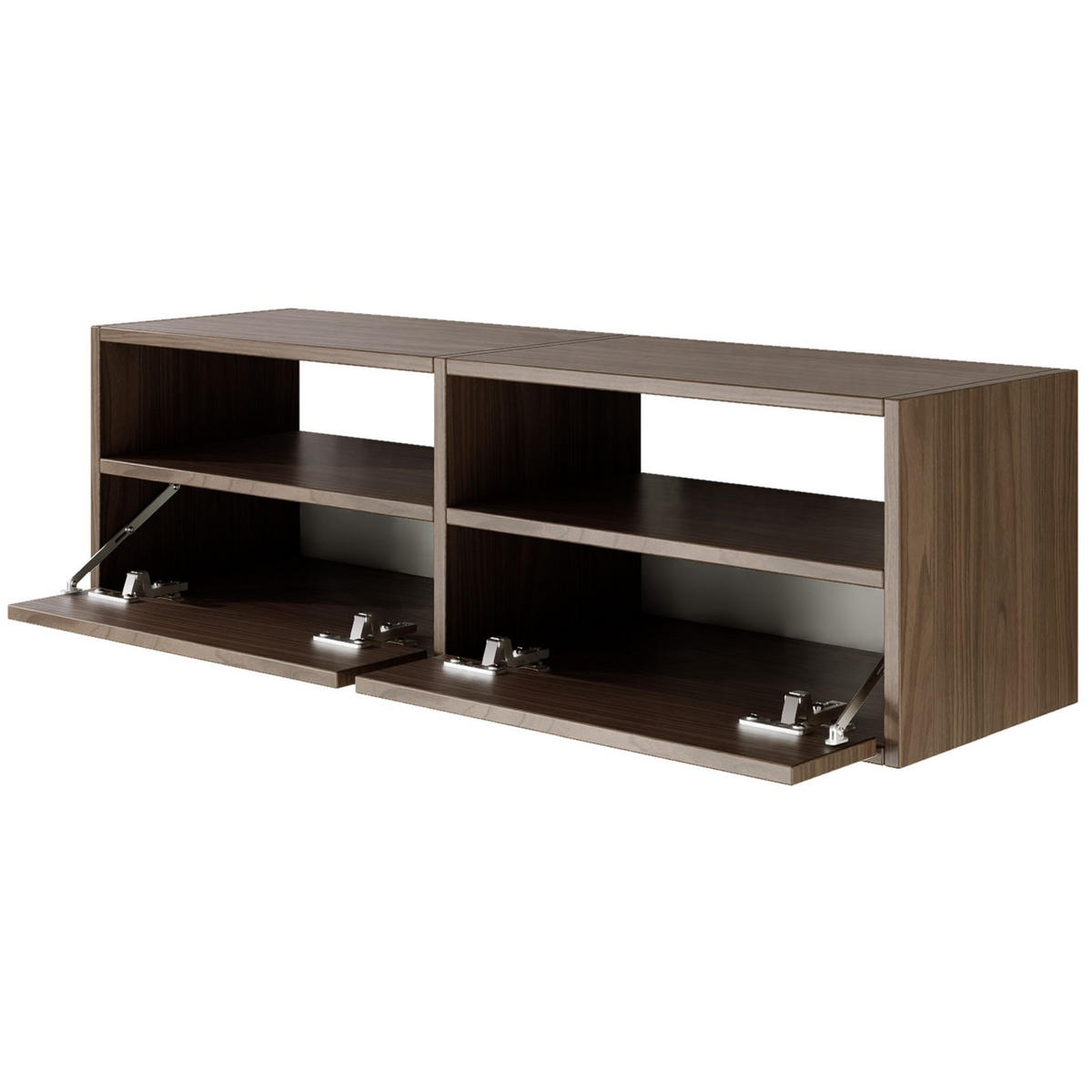 TV-LOWBOARD hängend, 2 Klappen und Ablagen, Walnuss, 100 cm - Dunkelbraun, Holzwerkstoff (100.6/30/30cm) - Selsey