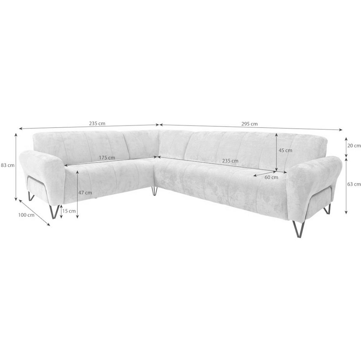 ECKSOFA Volare ohne Schlaffunktion Creme links - Creme/Schwarz, Textil/Metall (295/235cm) - Beautysofa