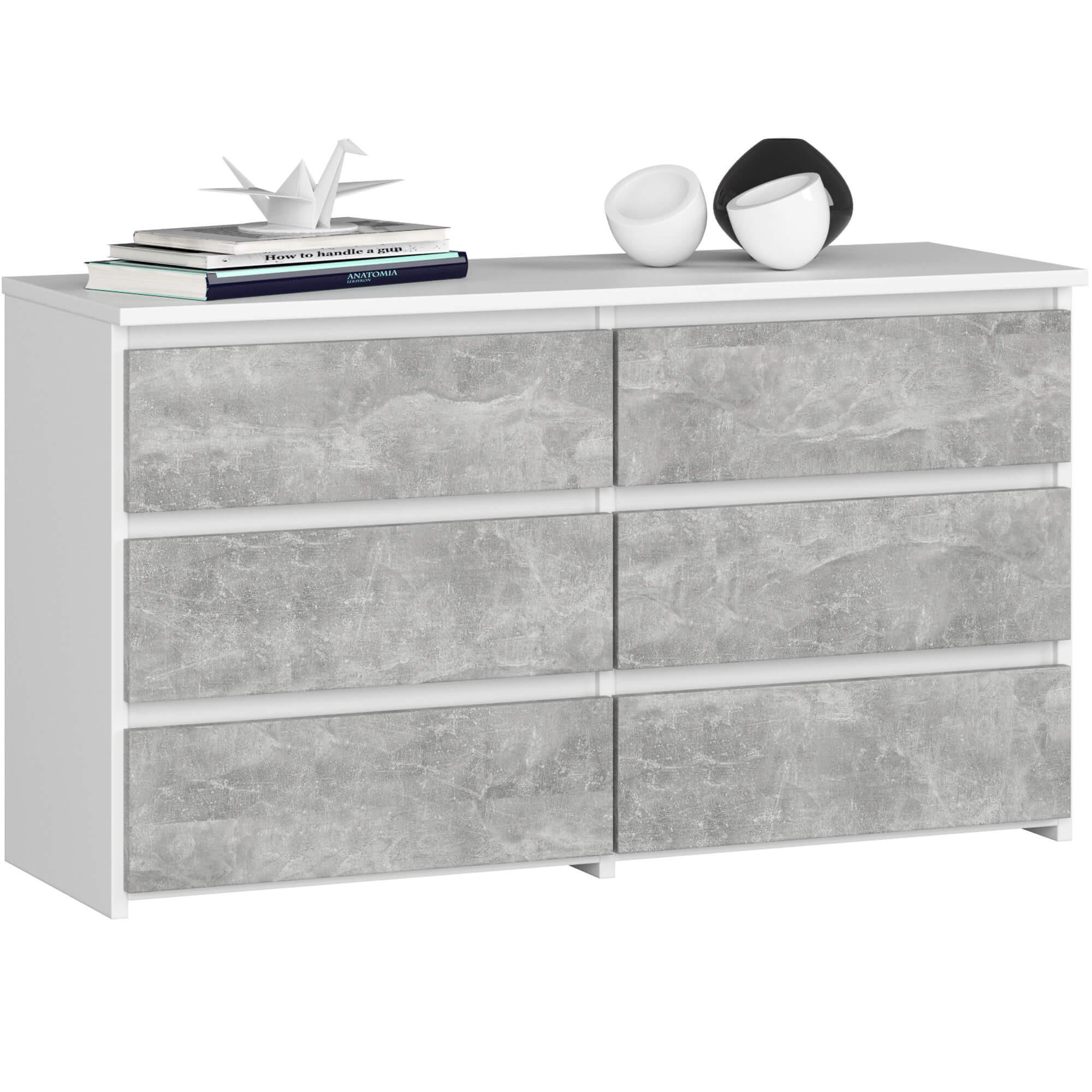 KOMMODE Weiß, Steingrau 35x100x57 cm - Hellgrau/Weiß, Holzwerkstoff (100/57/35cm) - Akord