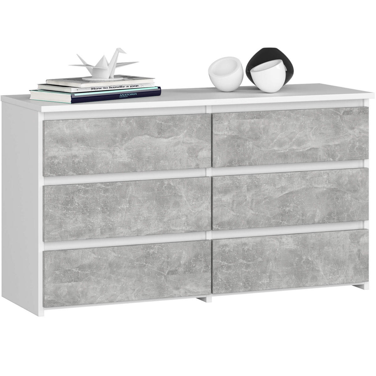 KOMMODE Weiß, Steingrau 35x100x57 cm - Hellgrau/Weiß, Holzwerkstoff (100/57/35cm) - Akord