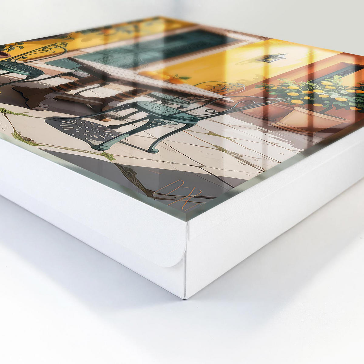 SCHLÜSSELBOX Weiß 30x30 cm – Türöffnung nach rechts - Sonnige Terrasse - Gelb, Metall (30/30/5cm) - TULUP