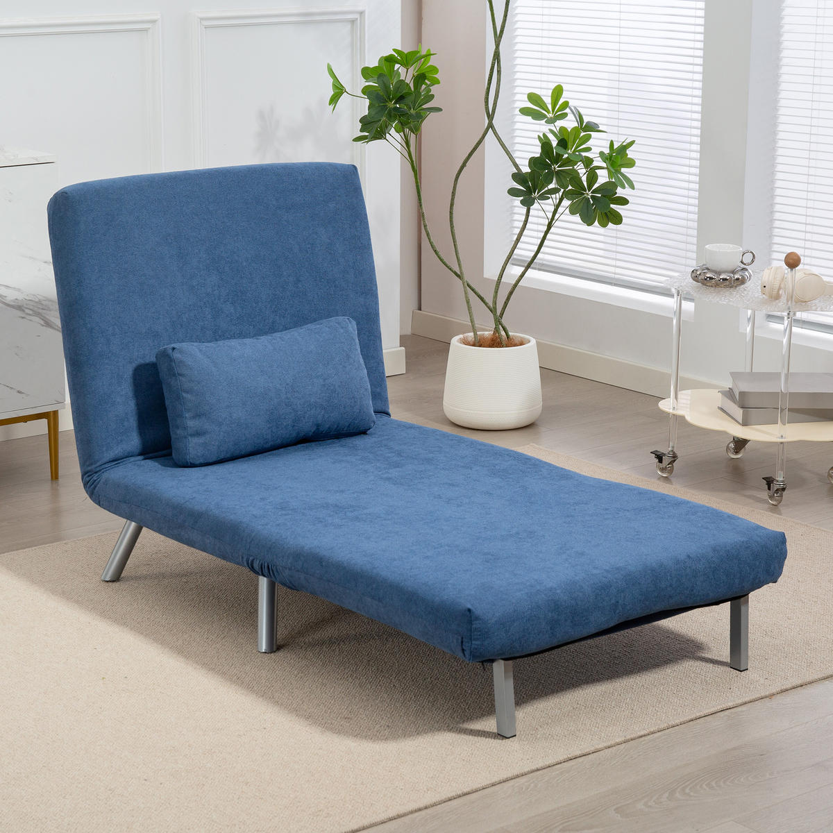 SCHLAFSESSEL 3-in-1 klappbar Schlafsofa mit Bettfunktion Relaxsessel Blau - Blau, Kunststoff (75/83/80cm) - HOMCOM