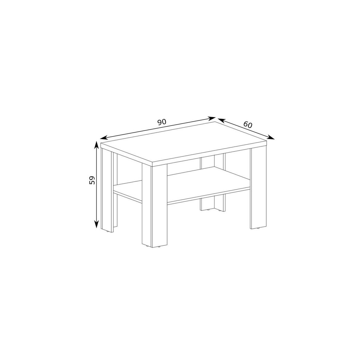 COUCHTISCH Antica New AN-14 90 x 60 x 59 cm Kraft Gold - Wildeiche, Holzwerkstoff (60/90/59cm) - Koseto