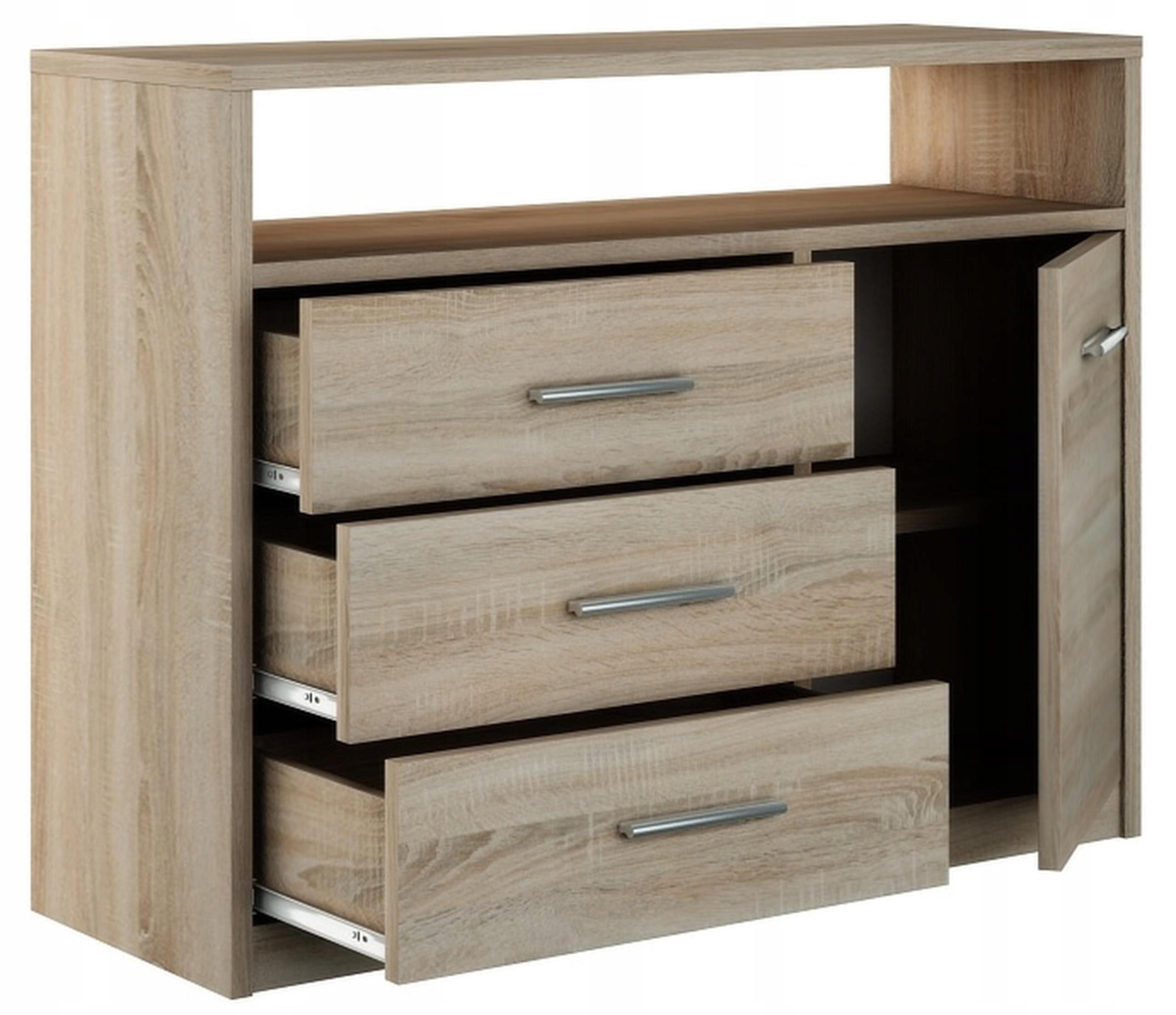 KOMMODE Bodo 1D3SO Sonoma Eiche 98/35/75 cm - Sonoma Eiche, Holzwerkstoff (98/75/35cm) - Matkam Möbel