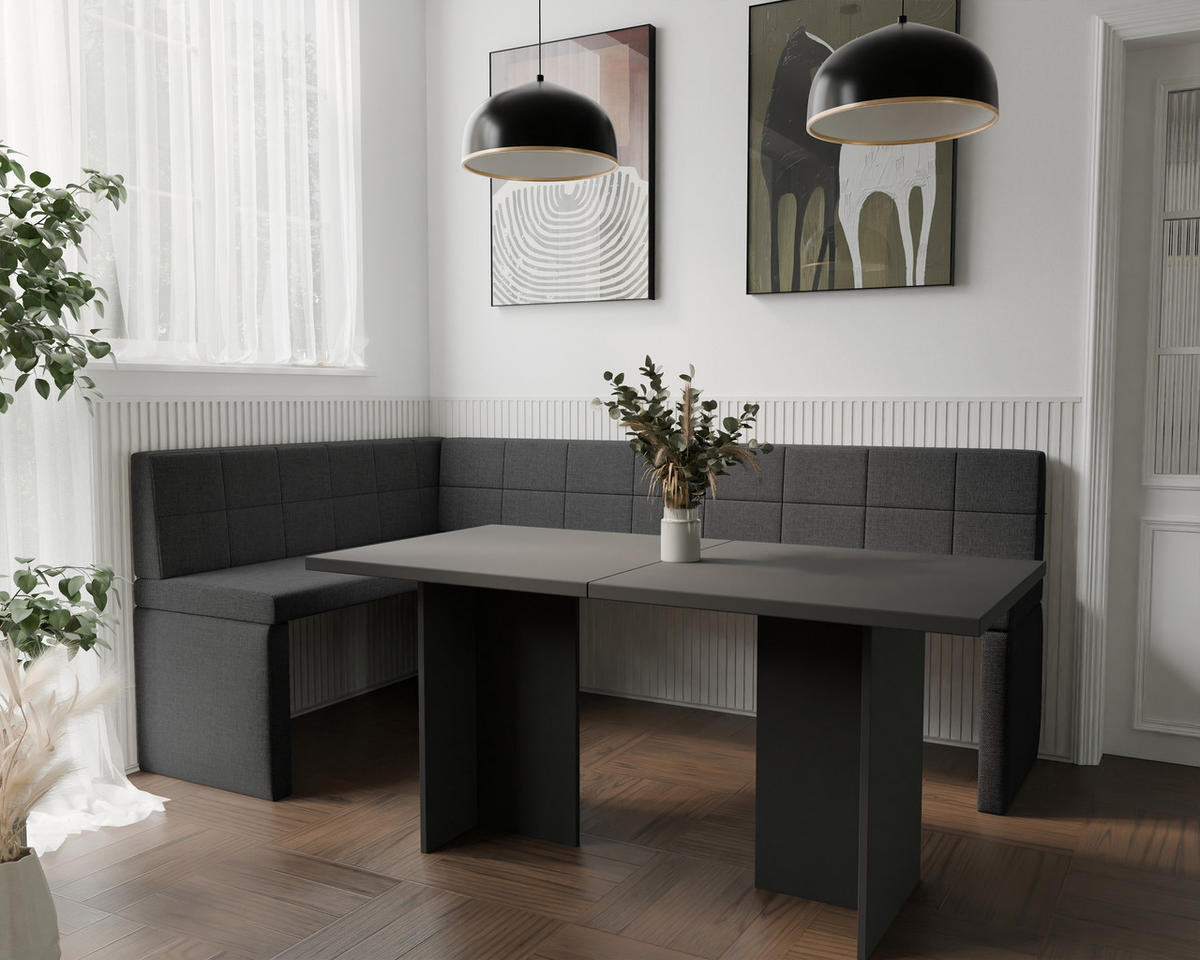 ECKBANK links MELVIN Webstoff, 128/168 cm Anthrazit - Anthrazit, Holz/Textil (128/168cm) - Idohome