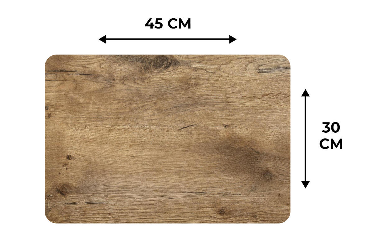 PLATZSETS 6er-Set Holz - Braun - Holzoptik Tisch Untersetzer-Set 45x30 cm - Trüffeleichefarben, Kunststoff (0.3/45/30cm) - MuchoWow