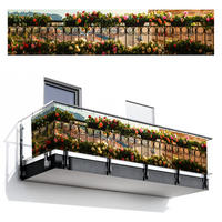 BALKON-SICHTSCHUTZ Blumen - Zaun - Stadtbild - Sommer - Pink, Kunststoff (500/110cm) - MuchoWow