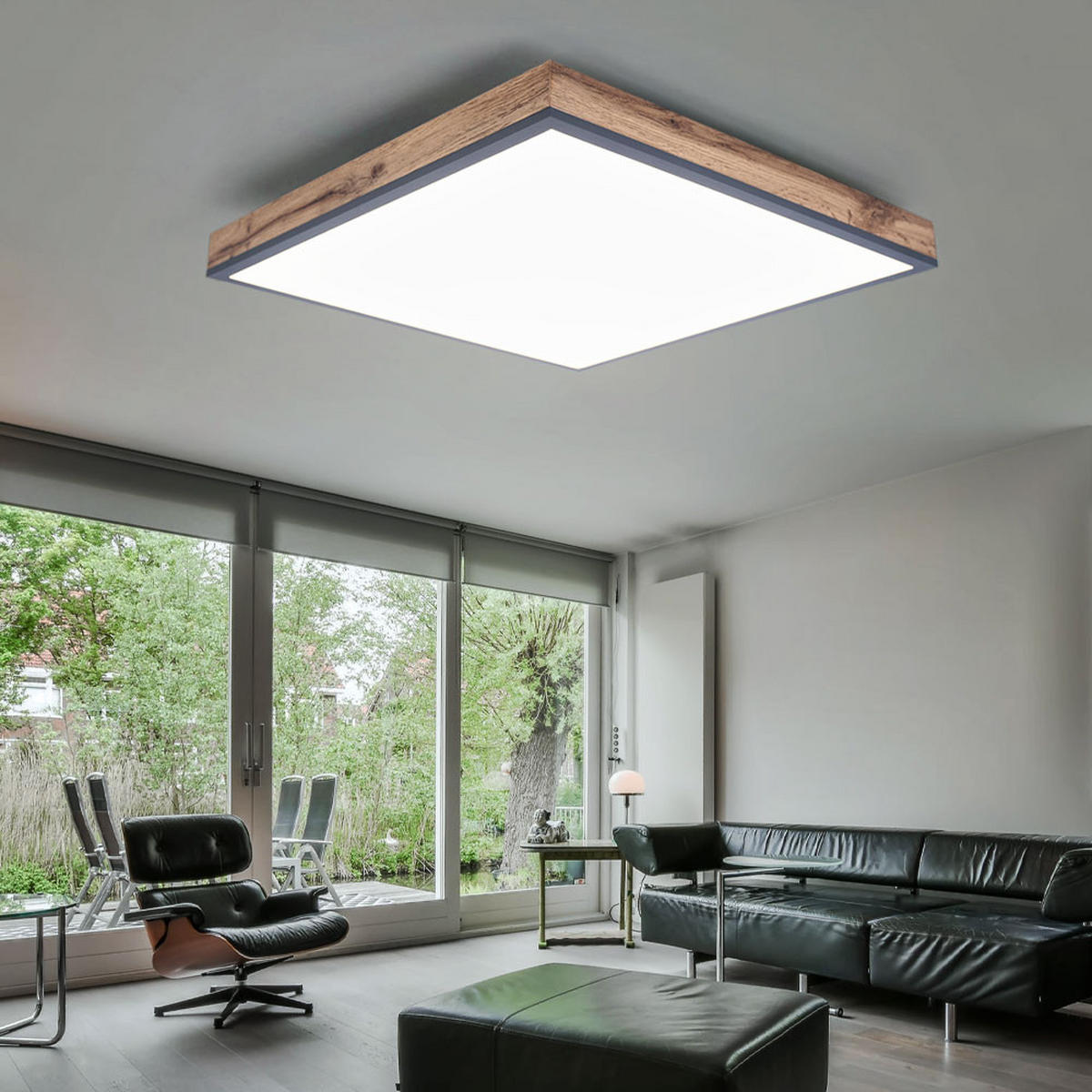 LED DECKENLEUCHTE DORO MDF Grau - Grau, Metall (45/45/6.5cm) - Globo Lighting