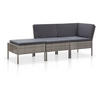 LOUNGEGARNITUR mit Anthrazit Auflagen, aus Poly Rattan, Grau, 3-teiliges Set - Grau, Kunststoff/Textil - vidaXL