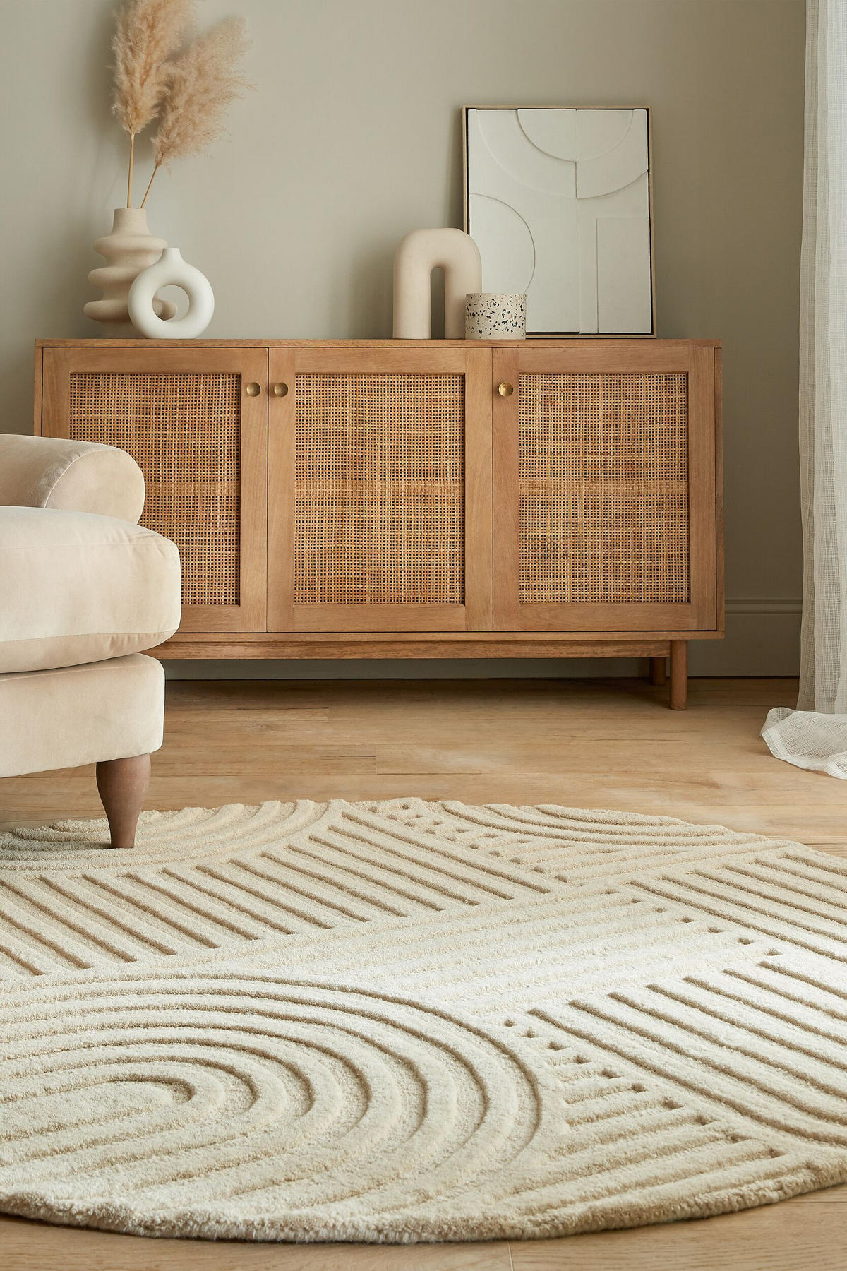 WOLLTEPPICH Pastell-Design, handgetuftet LEVEN BLAKE, Beige 160x160 cm - Beige, Textil (160/160cm) - KADIMA DESIGN