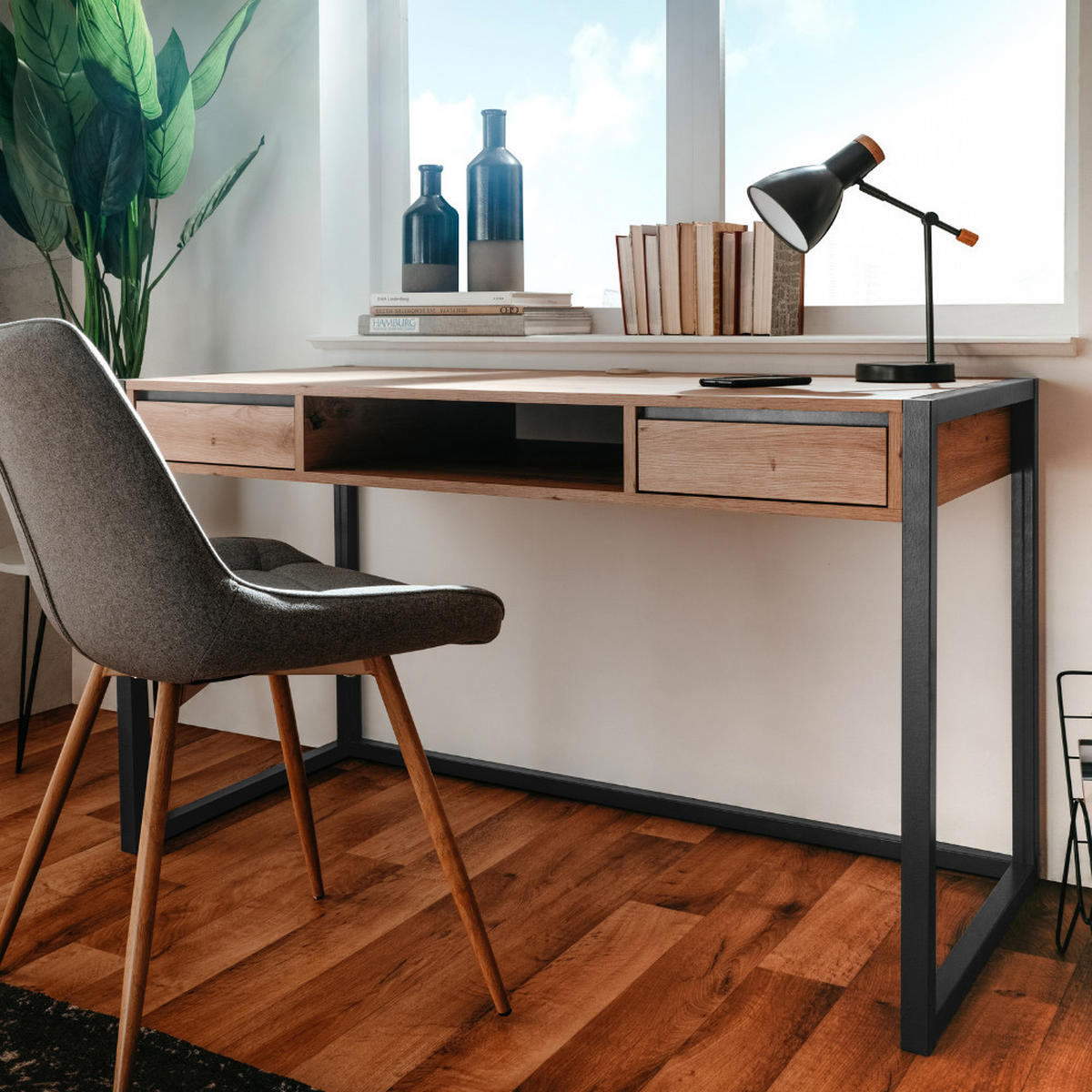 SCHREIBTISCH Kotor Holz Länge 120 cm industriell - Braun, Holzwerkstoff (60/120/75cm) - Concept Usine
