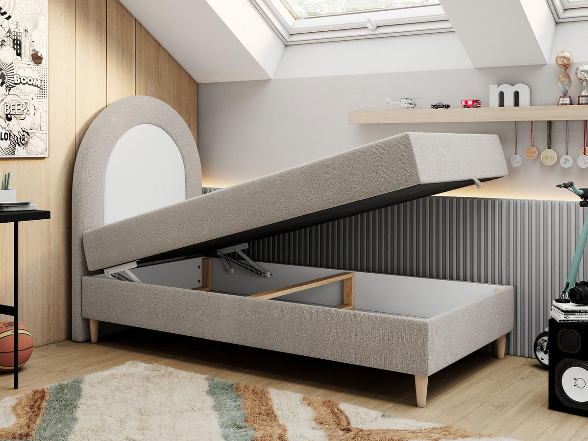BOXBETT NEST 90/180 Beige Struktur - H3 - Beige, Holz/Textil (90/180cm) - MKS