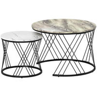 SOFFBORDSUPPSÄTTNING, 2-delad, spånskiva, metall, grå+vit+svart - Svart/Multicolor, Träbaserade material/Metall (70/70/46.5cm) - HOMCOM