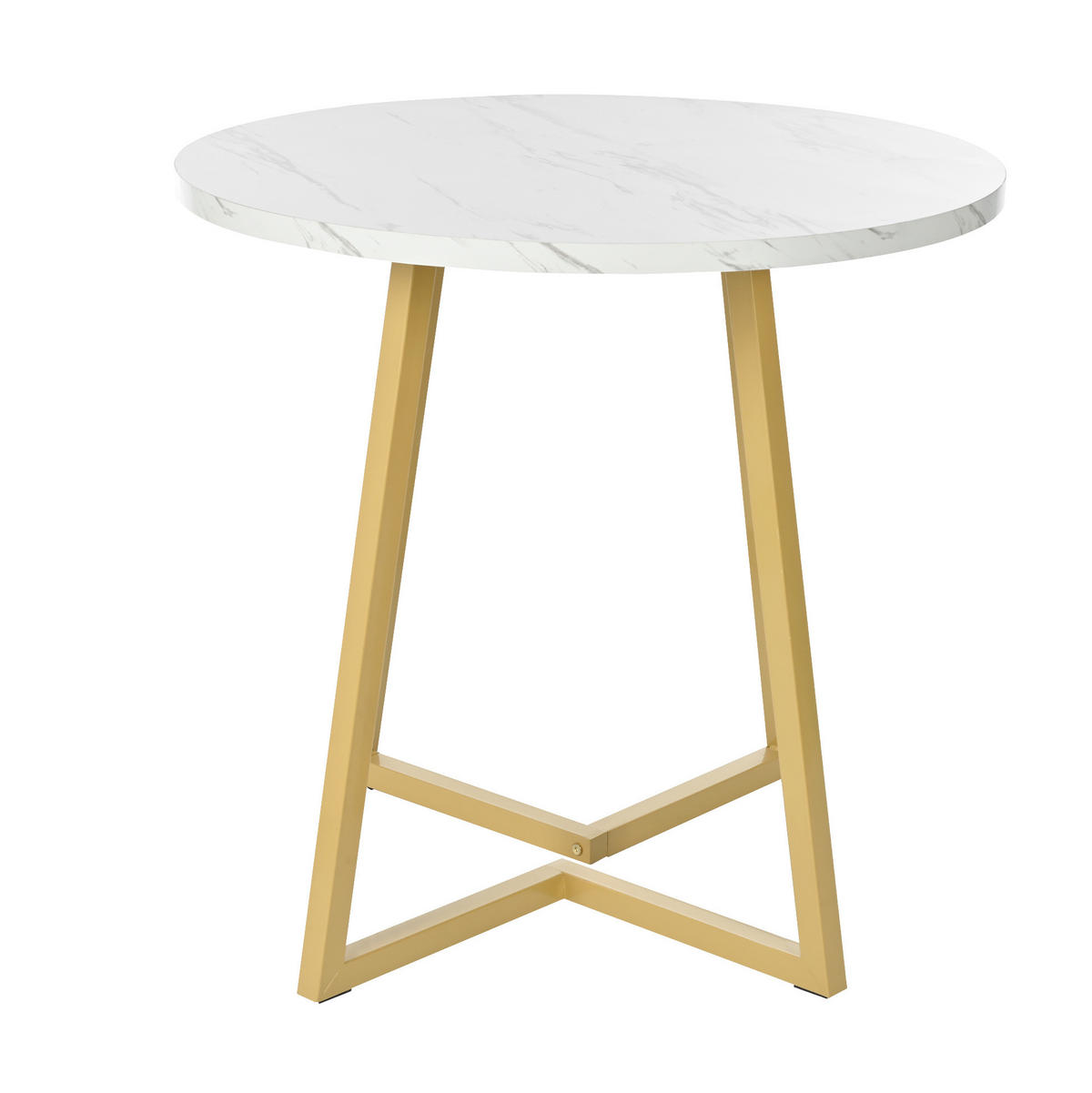 ESSTISCH 80/75 cm in Weiß mit Marmormuster und Metallgestell - Weiß, Holzwerkstoff (80/80/75cm) - Flora Grace