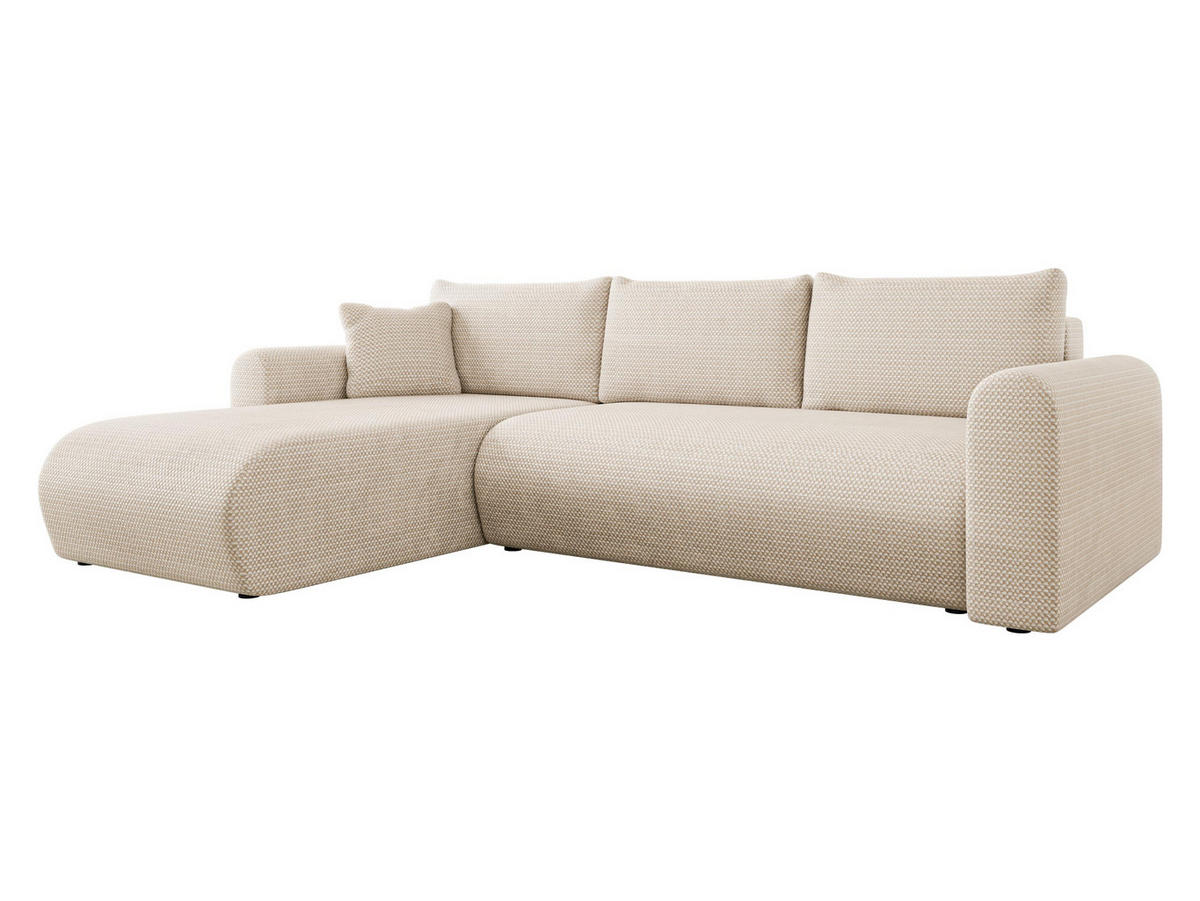 ECKSOFA Eliwo - Schwarz/Naturfarben, Holz/Textil (252/158cm) - MIRJAN24