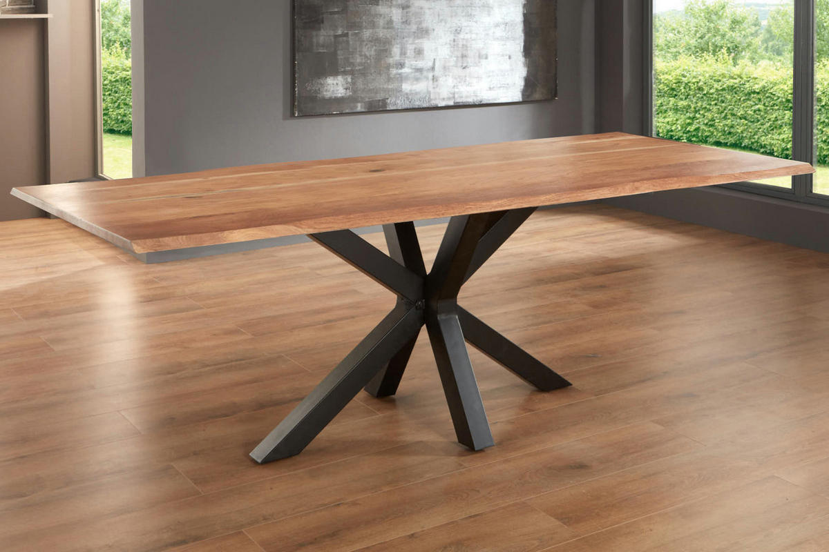ESSTISCH SPYRO - Beige/Schwarz, Holz/Metall (100/300/76cm) - SAM