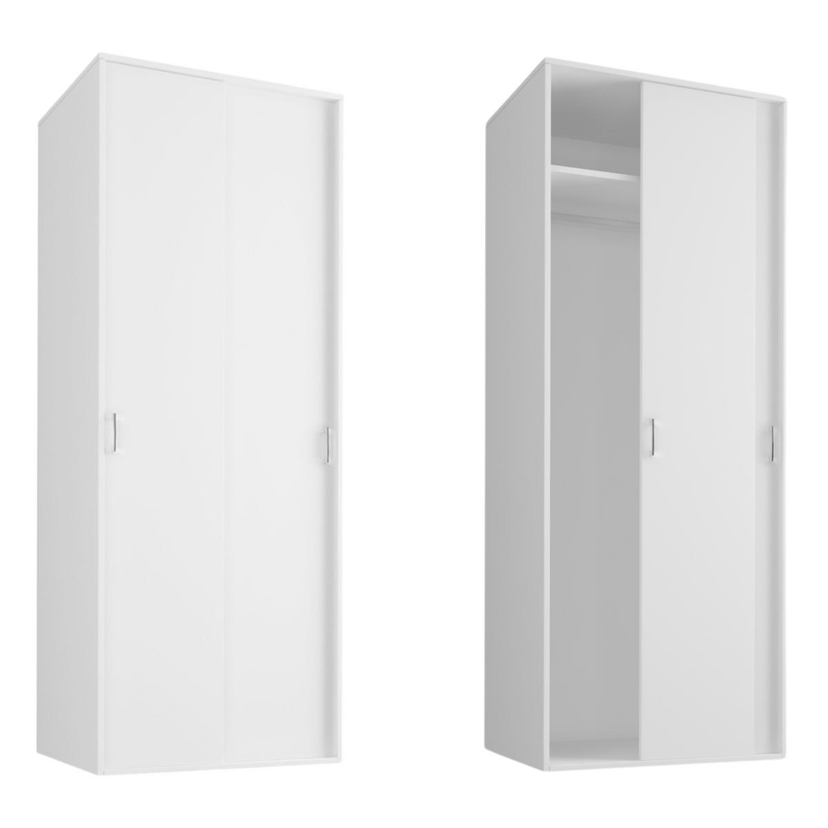 KLEIDERSCHRANK 2-türig, 70 cm Breite, mit Kleiderstange, weiß - Weiß, Holz (60/180.5/40cm) - Home Collective