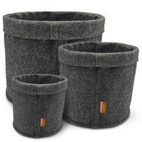 AUFBEWAHRUNGSKÖRBE 3er-Set - Dunkelgrau, Textil (23/23/23cm) - Miqio Design