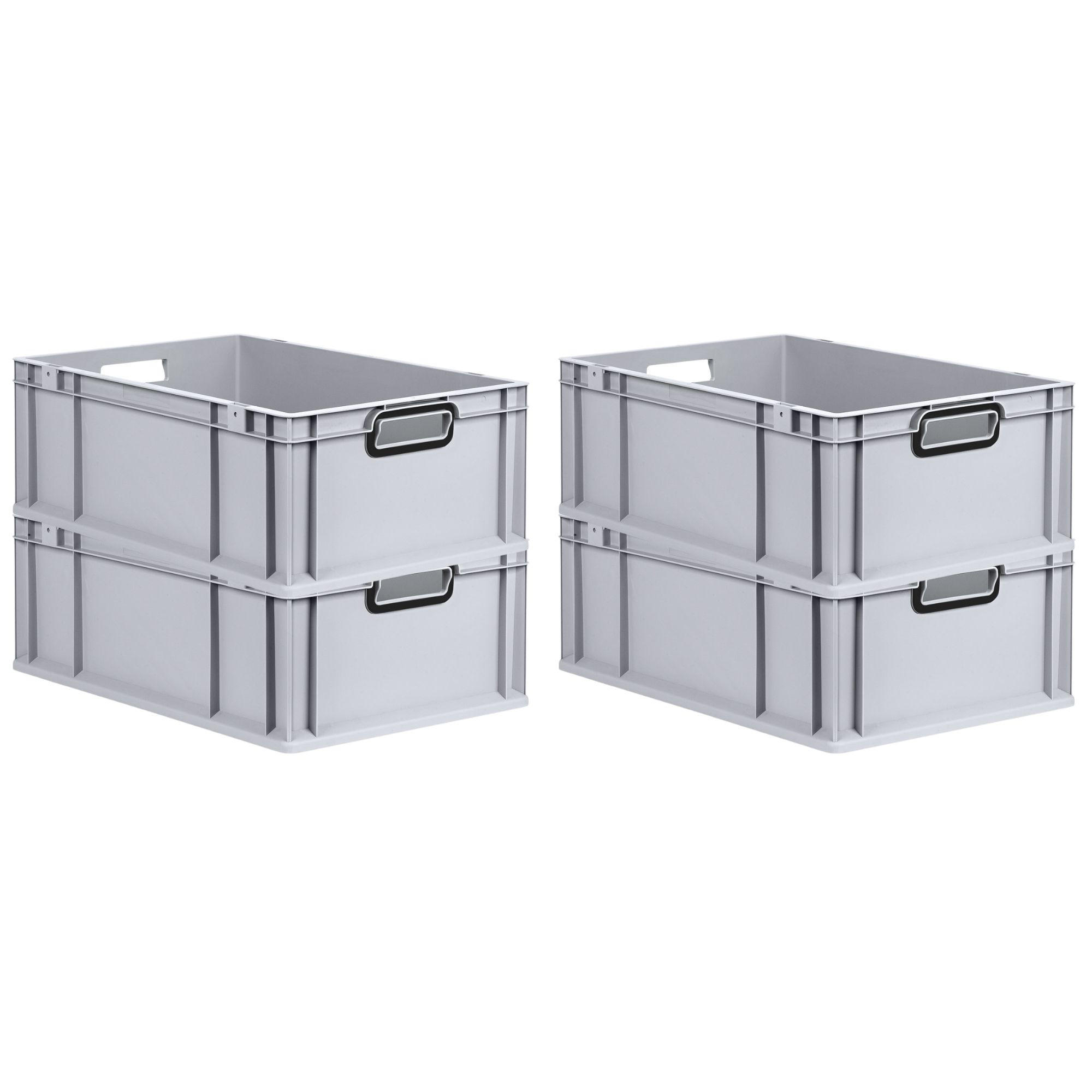 EUROBOX 4x NextGen Color 22x40x60 cm 44 Liter Griffe schwarz offen, Grau - Schwarz/Grau, Kunststoff (40/22/60cm) - PROREGAL