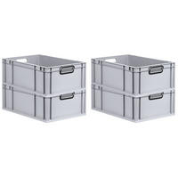EUROBOX 4x NextGen Color 22x40x60 cm 44 Liter Griffe schwarz offen, Grau - Schwarz/Grau, Kunststoff (40/22/60cm) - PROREGAL