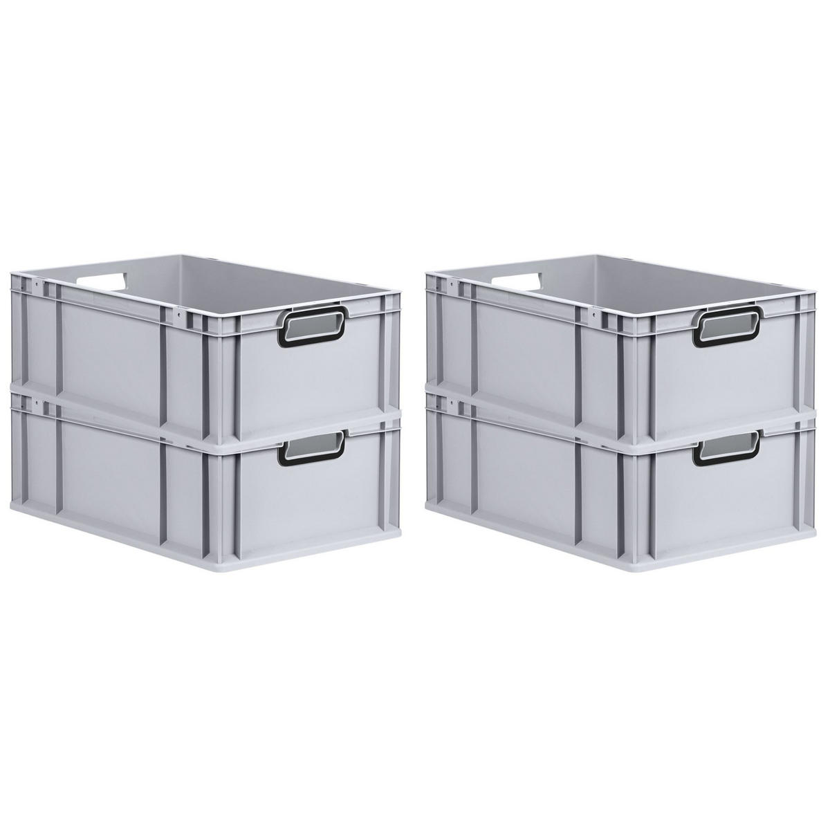 EUROBOX 4x NextGen Color 22x40x60 cm 44 Liter Griffe schwarz offen, Grau - Schwarz/Grau, Kunststoff (40/22/60cm) - PROREGAL