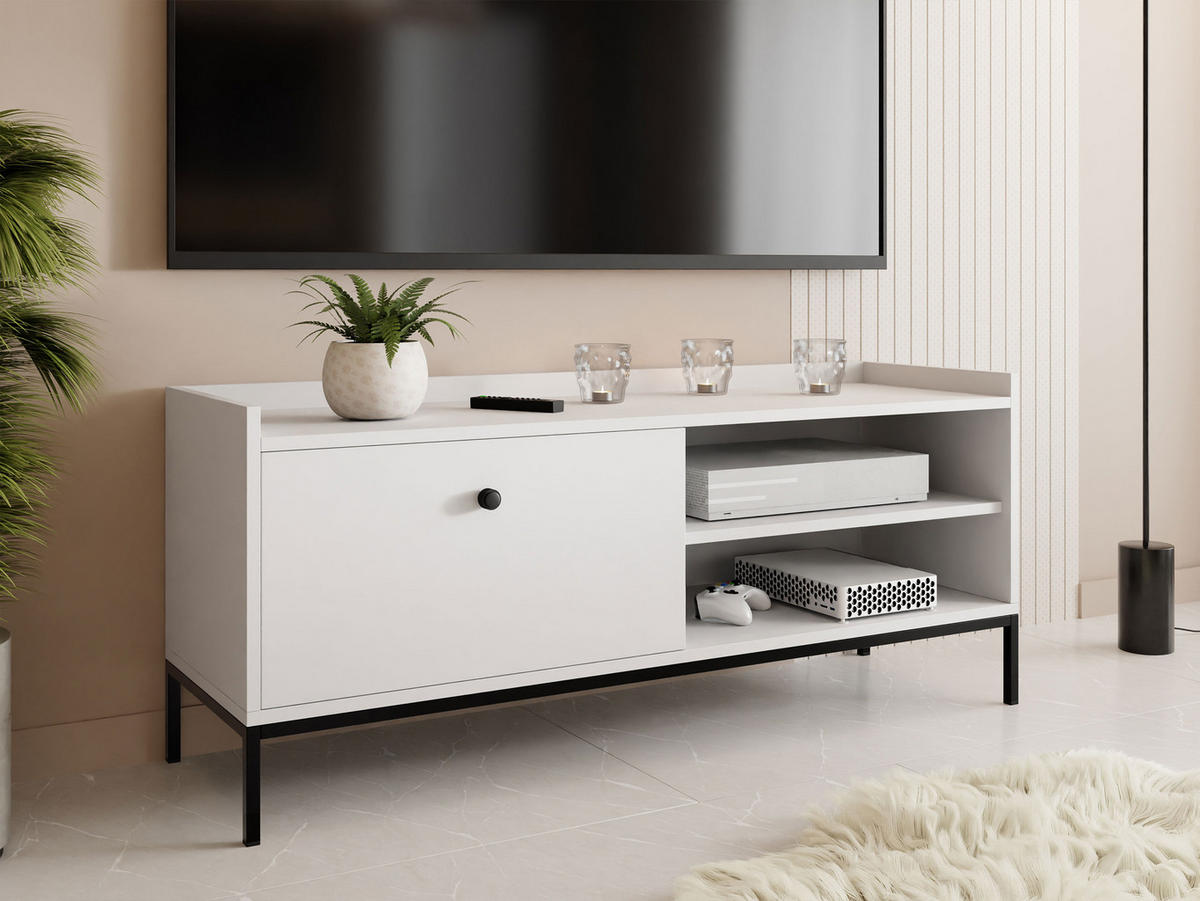TV-LOWBOARD Tokirot 1K - Schwarz/Weiß, Holzwerkstoff/Kunststoff (140/55/40cm) - MIRJAN24
