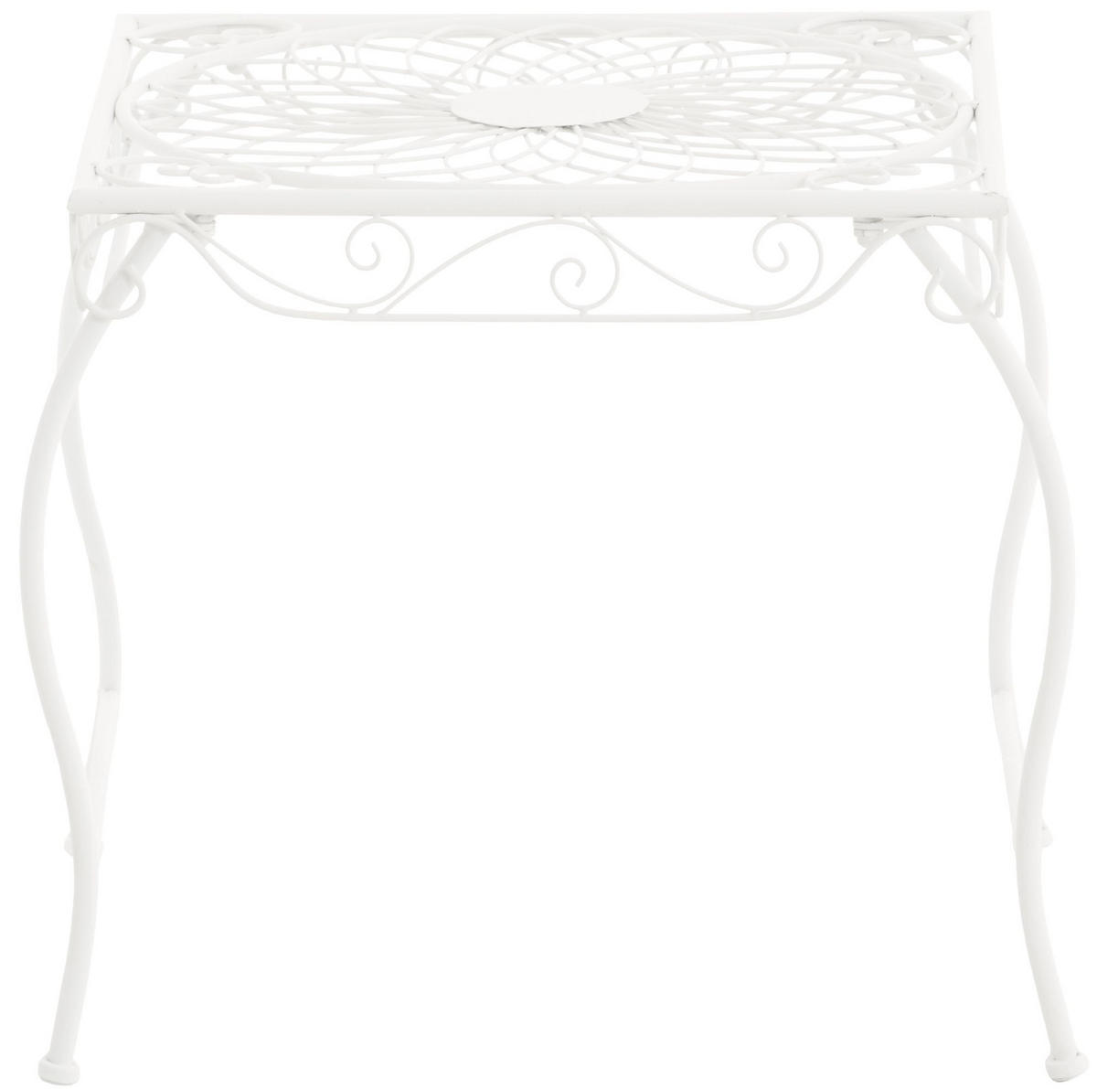 GARTENTISCH eckig 49/45/46 cm Metall Weiß - Creme, Metall (45/49/46cm) - CLP