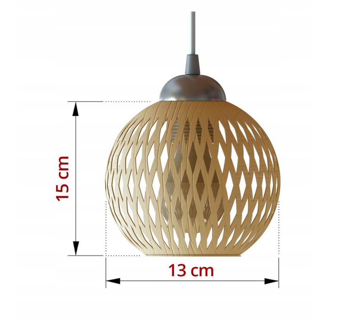 PENDELLEUCHTE BOHO - Beige/Schwarz, Holz/Metall (25/25/100cm) - kiki design