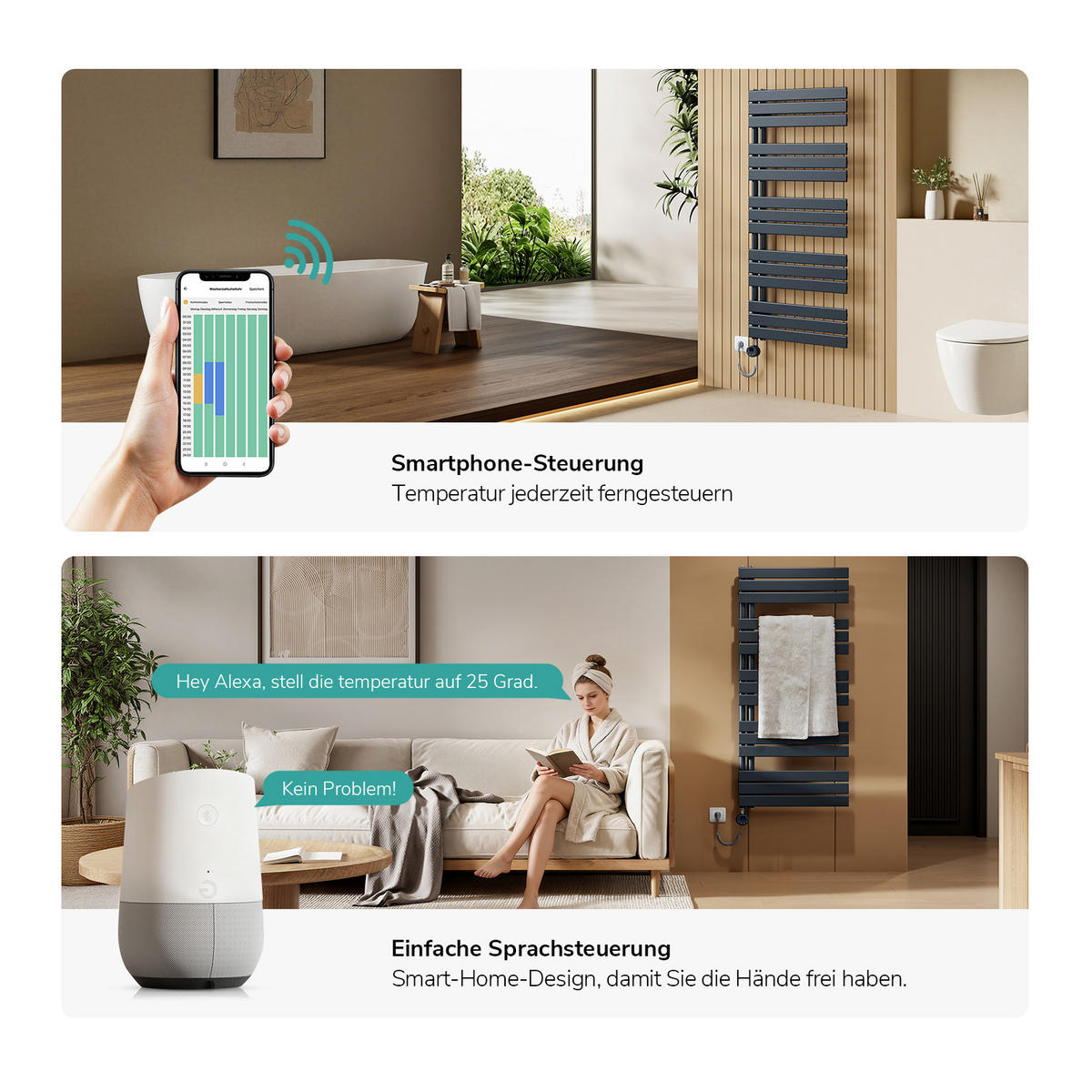 HEIZKÖRPER Elektrisch WLAN Thermostat Anthrazit - Anthrazit, Metall (40/132/5.9cm) - EMKE