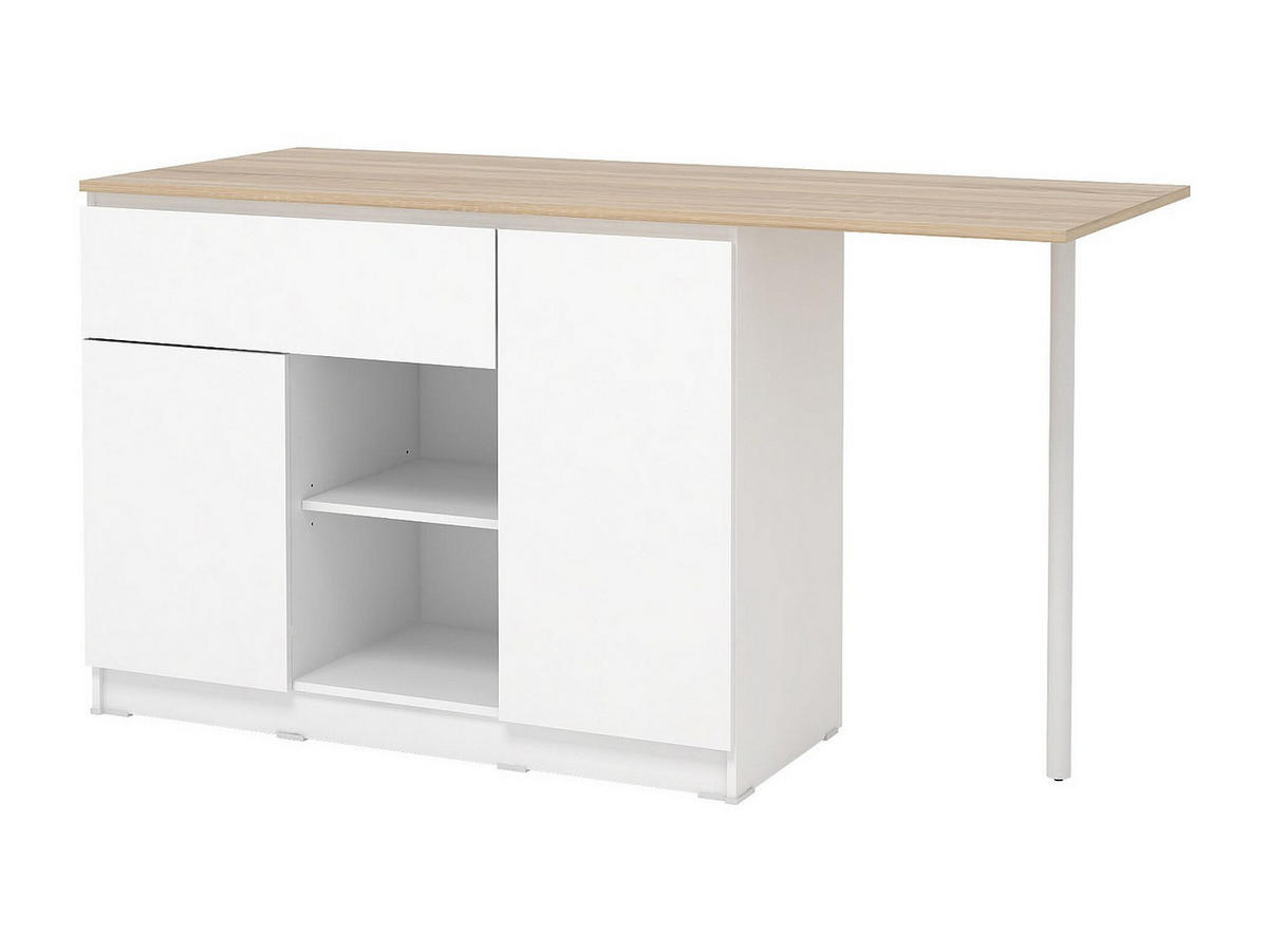 KÜCHENINSEL mit 2 Türen, 1 Schubladen & 2 Regalfächern - Weiß & Helle Holzfarben - TUNORI - Naturfarben, Holz (169.8/90.5/70cm) - Vente-Unique