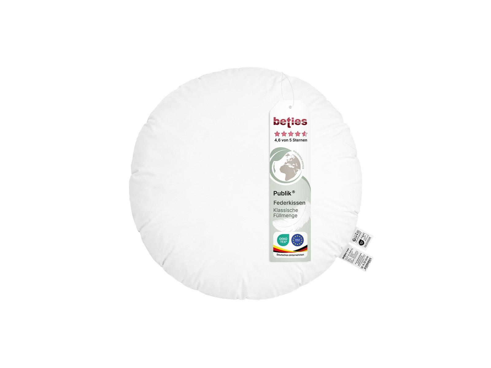 FEDERKISSEN Publik rund 40 cm Ø - Creme, Textil (40/40cm) - beties Heimtextil