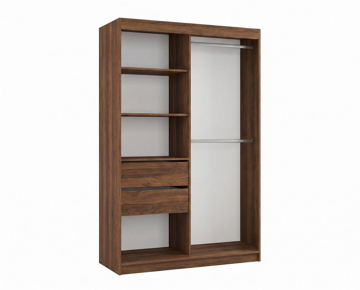 SCHWEBETÜRENSCHRANK Vex 120 cm mit Spiegel, 2-türig, dunkelbraun - Dunkelbraun, Kunststoff (120/216/61cm) - Margaret Hadas24