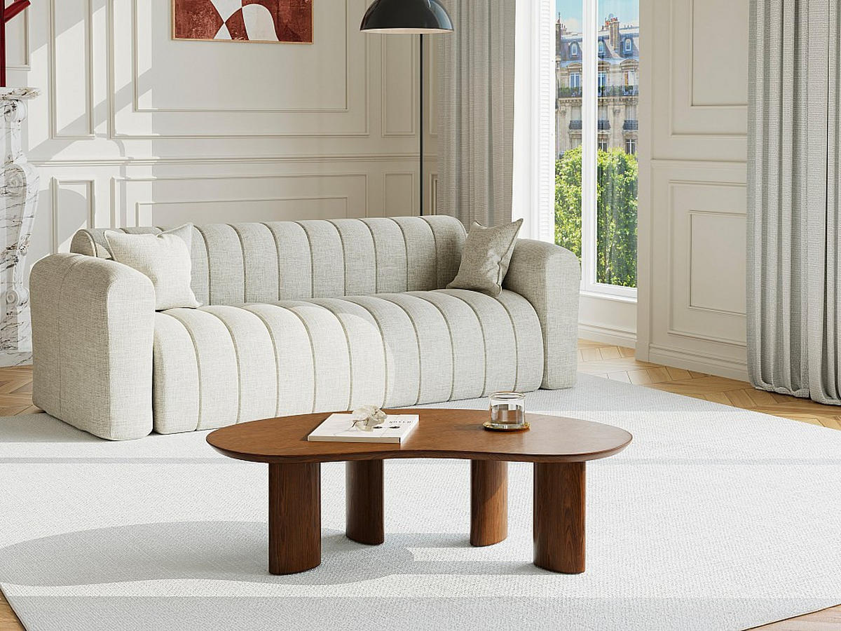 COUCHTISCH mit Walnussfurnier - Dunkles Naturholz - CALYNOR - Naturfarben, Holz (120/70/40cm) - Vente-Unique