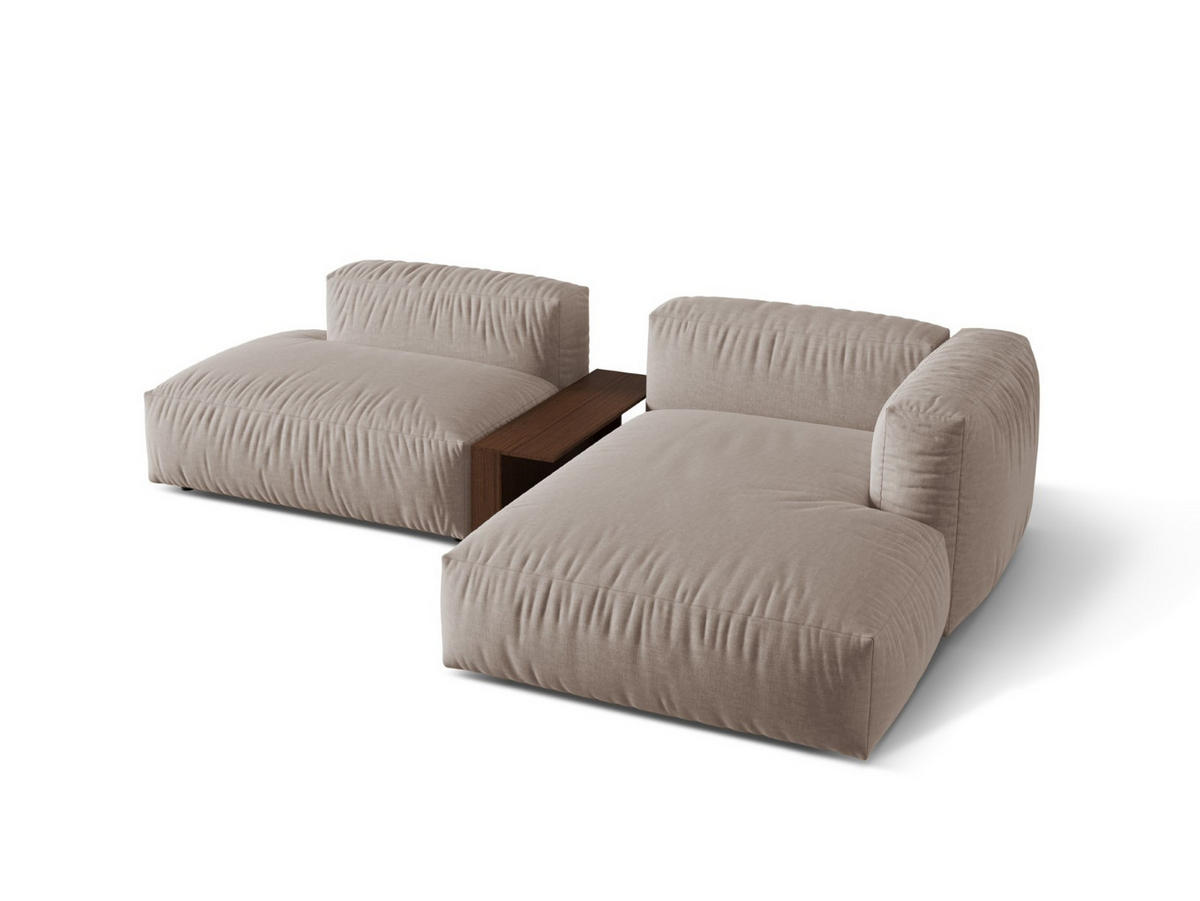 ECKSOFA modular rechts Martina aus strukturiertem Stoff dunkelbeige 2 Sitzplätze - Mokka, Textil (176/285cm) - Micadoni