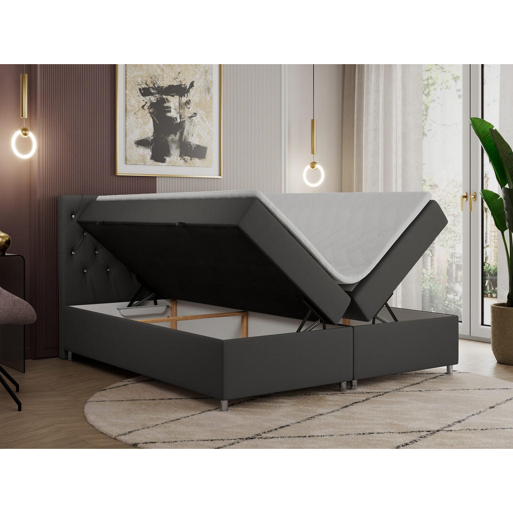 Thumbnail - Boxbett, Dunkelgrau, Textil, 2-Sitzer, H3, 7-Zonen, Rechteckig, 120x200 cm, Oeko-Tex®, Schlafzimmer, Betten, Boxspringbe...