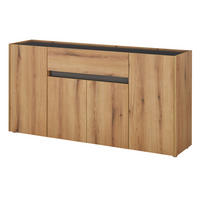 SIDEBOARD Eiche Evoke, grau 170 cm, Kommode 4-türig - Eichefarben/Schwarz, Holz/Holzwerkstoff (170/87/40cm) - Furn.Design