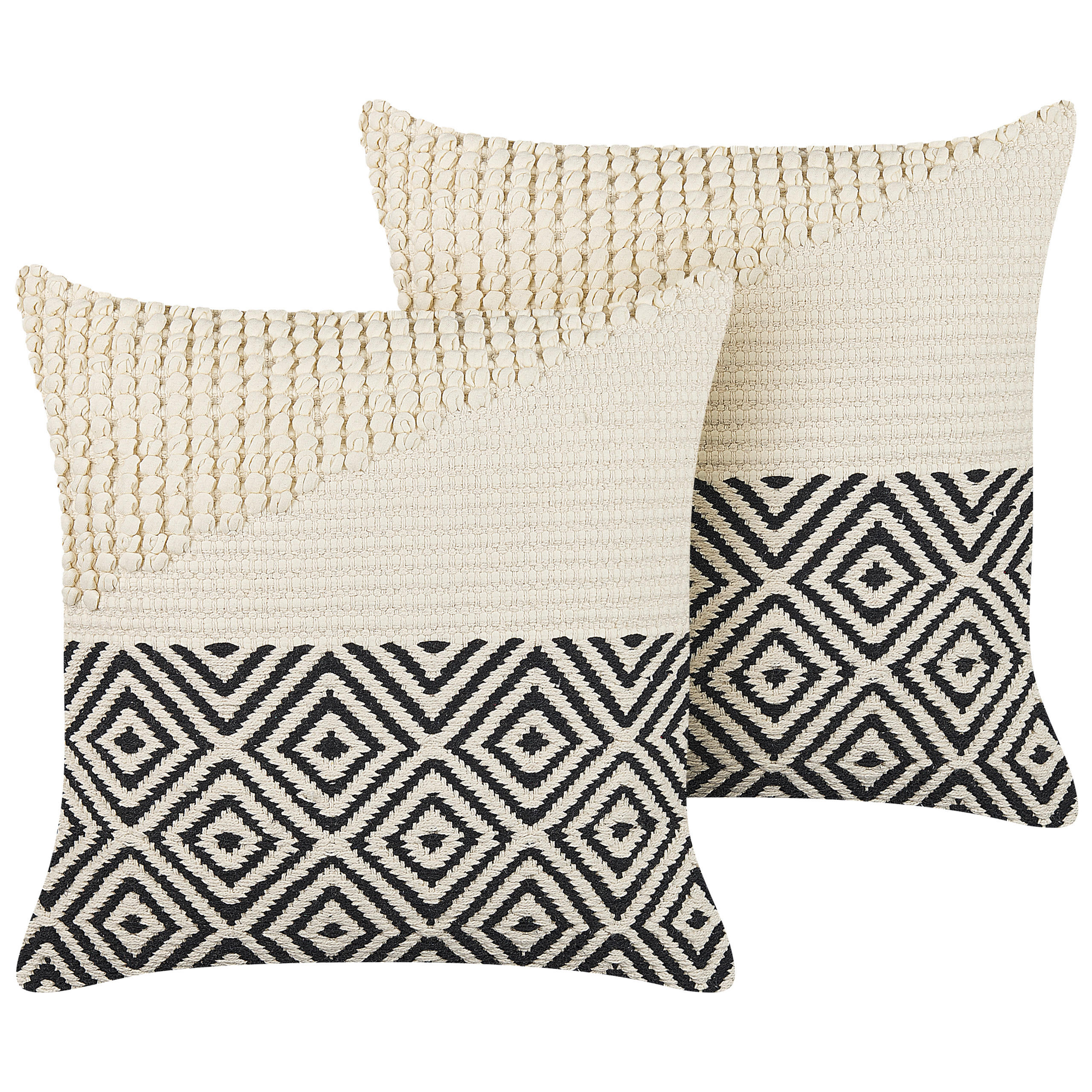 DEKOKISSEN 2er-Set Beige 45/45 cm Calanthe - Beige, Naturmaterialien/Textil (45/45cm) - Beliani