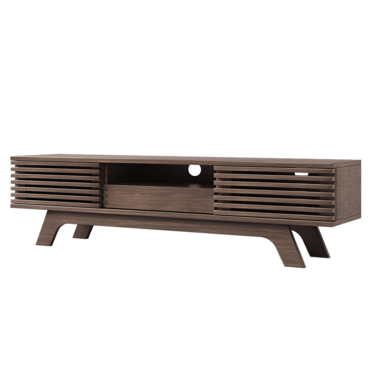 LOWBOARD 150/35/44 cm aus Spanplatte mit 2 Türen, Schublade und Kabeldurchführung Natur - Hellbraun, Holzwerkstoff (150/44/35cm) - Modenvie