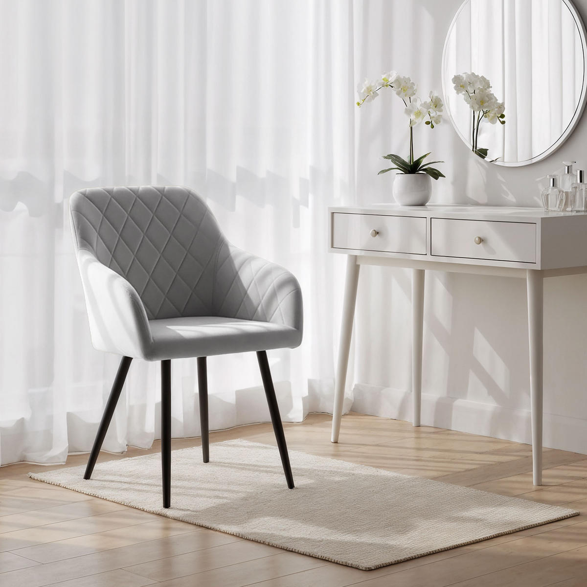 POLSTERSTUHL 4er Set, Metallbeine Grau, Schwarz 54,5/82/58 - Schwarz/Grau, Textil (55/82/58cm) - RAUMHIRSCH FURNITURE