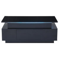 COUCHTISCH Schwarz, 96/45/40 cm mit Hubfunktion, LED und Schublade - Schwarz, Holzwerkstoff (45/96/40cm) - PANGIVO