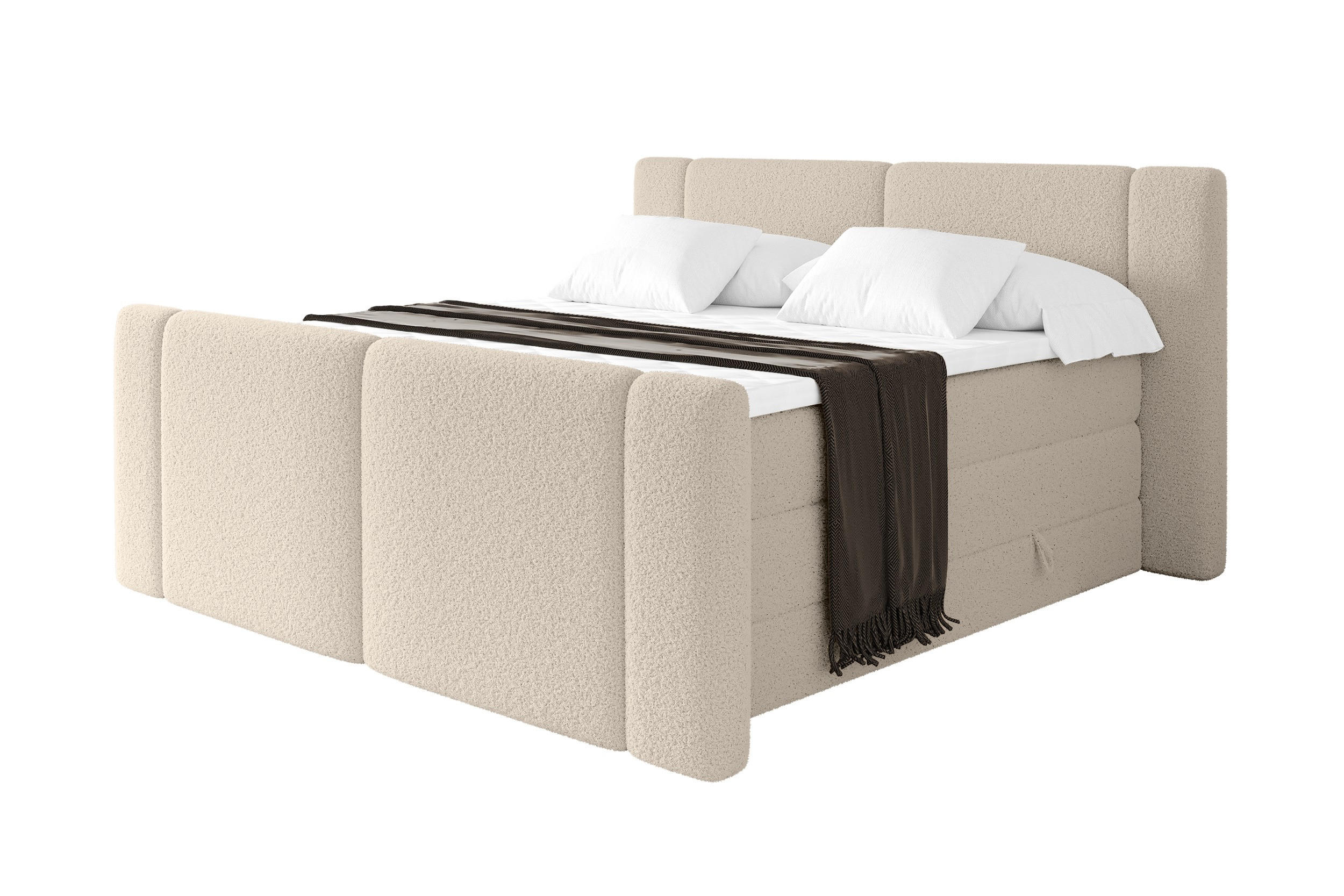BOXSPRINGBETT mit Matratze H3/H4 - EVON KING Zanozek - 140x200 cm Dunkelbeige - Cappuccino, Holzwerkstoff (140/200cm) - ALTDECOR