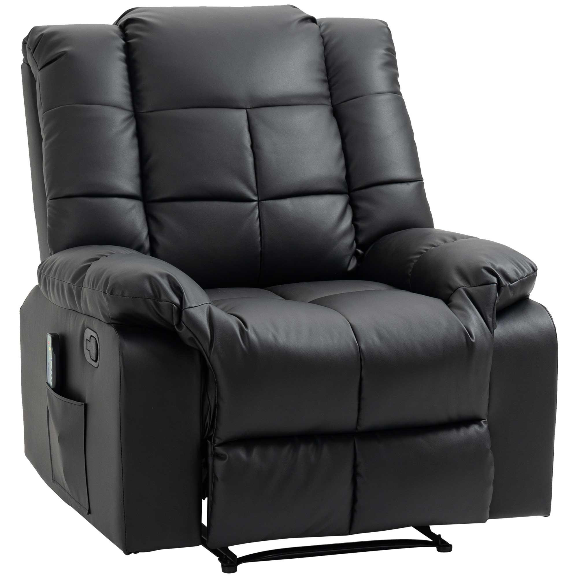 MASSAGESESSEL, Kunstleder, Holz, Schwarz - Schwarz, Kunststoff/Metall (99/99/94cm) - HOMCOM