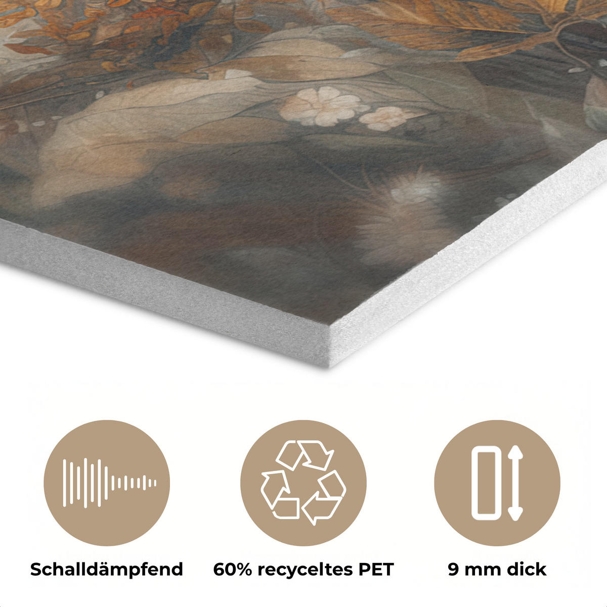 AKUSTIKPANEEL Löwe - Wildtiere - Pflanzen - Natur - Blumen 80x60 cm - Beige, Textil (80/0.9/60cm) - MuchoWow